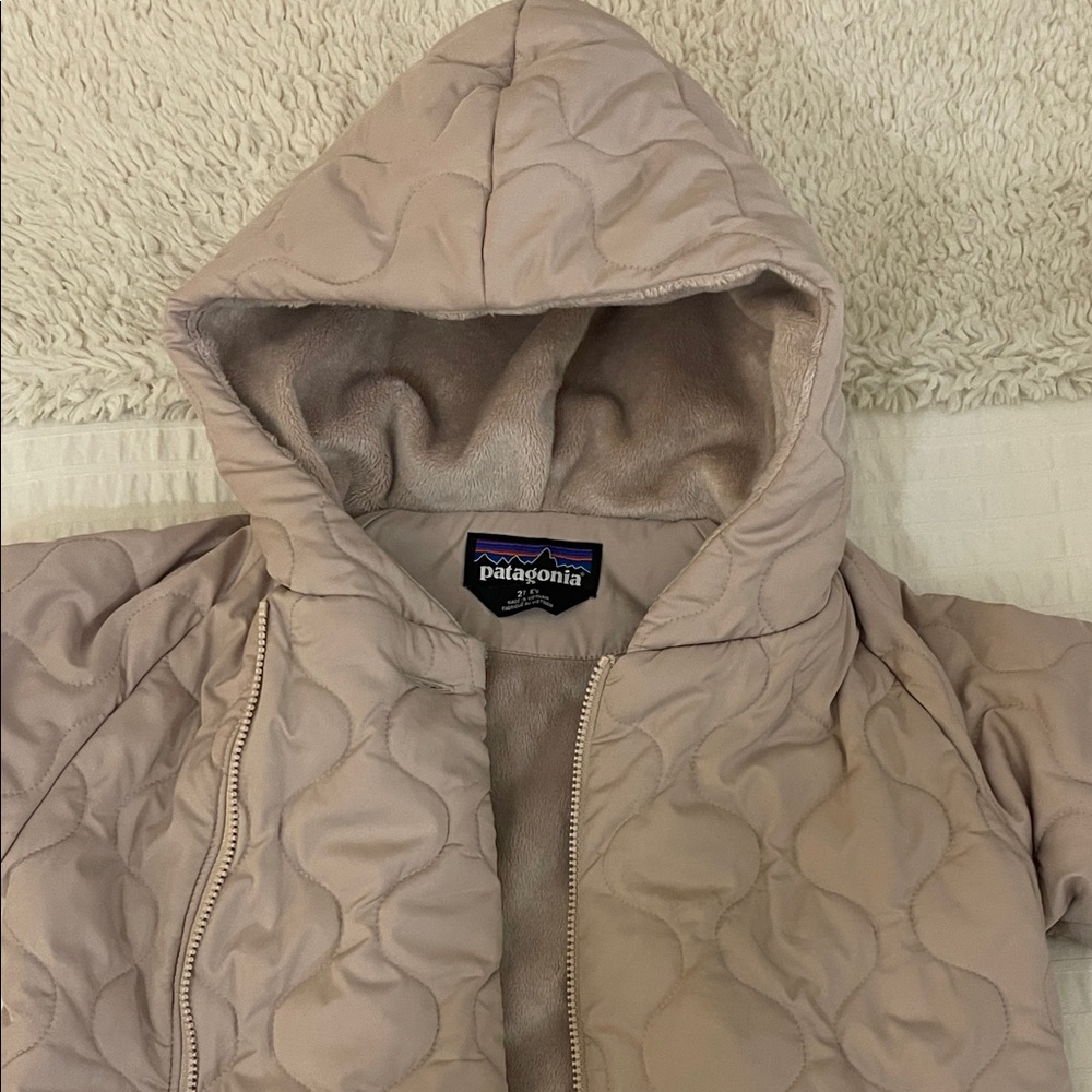 Patagonia Quilted Hooded Jacket in Light Tan